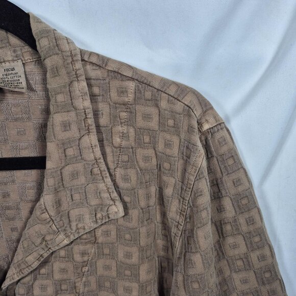 Focus Jacket Womens L Brown Cotton Textured Button Front Long Sleeve Lagenlook - Picture 7 of 7